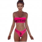 Offset Printing Curve Skeleton Bra Swimsuit Female