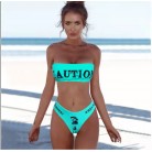 Offset Printing Curve Skeleton Bra Swimsuit Female