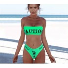 Offset Printing Curve Skeleton Bra Swimsuit Female