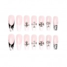 French Wear Armor Black And White Smudges Fake Nail Tips