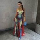 New Fashion Sling 3D Body Print Long Dress