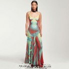 New Fashion Sling 3D Body Print Long Dress