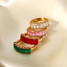 18K Gold-plated Half Ring Rectangular Zircon