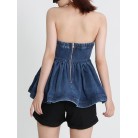 New Design Temperament Denim Bra Wash Ruffle Top Female