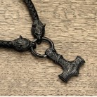 Mens Fashion Leather Necklace Compiled With Hammer Shape Pendant