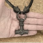 Mens Fashion Leather Necklace Compiled With Hammer Shape Pendant