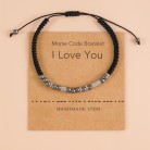 Stainless Steel Black Gallstone Beaded Couple Hand Woven Card Morse Code Bracelet