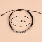 Stainless Steel Black Gallstone Beaded Couple Hand Woven Card Morse Code Bracelet