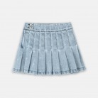 Garden Denim Pleated Skirt Washed And Made Of Old Buffed